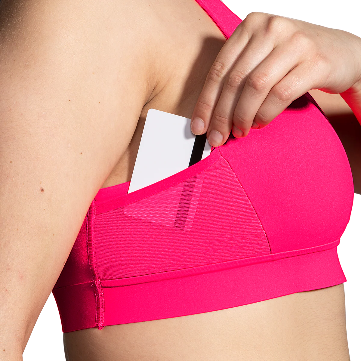 Brooks Drive 3 Pocket Run Bra - Hyper Pink - Image 4