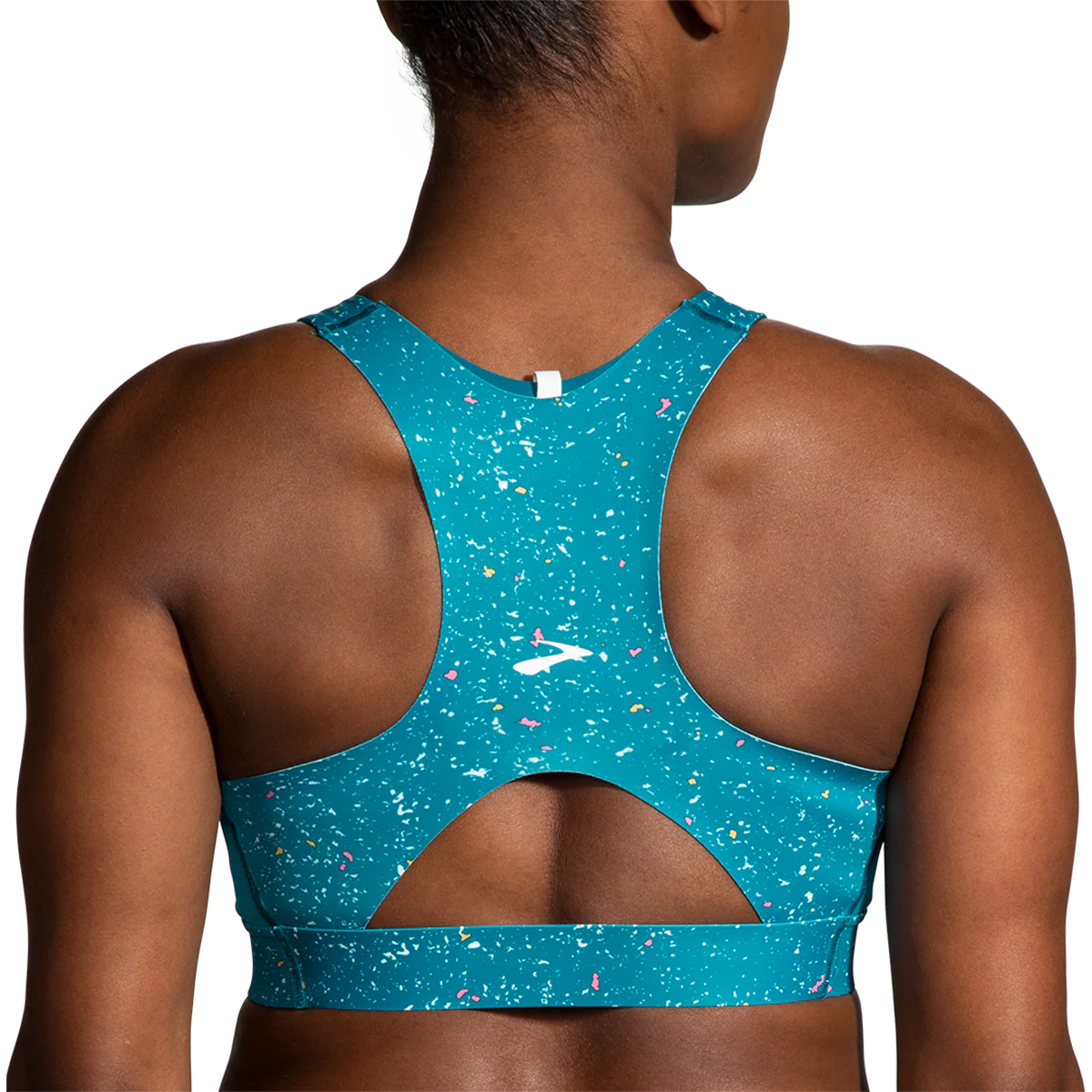 Brooks Drive 3 Pocket Run Bra - Lagoon Speckle Print - Image 3