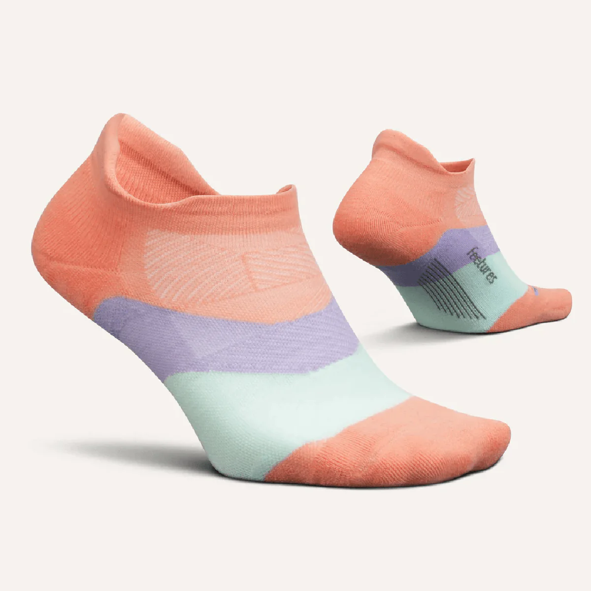 Feetures Elite Max Cushion No Show Tab - Pop Off Peach - Image 2