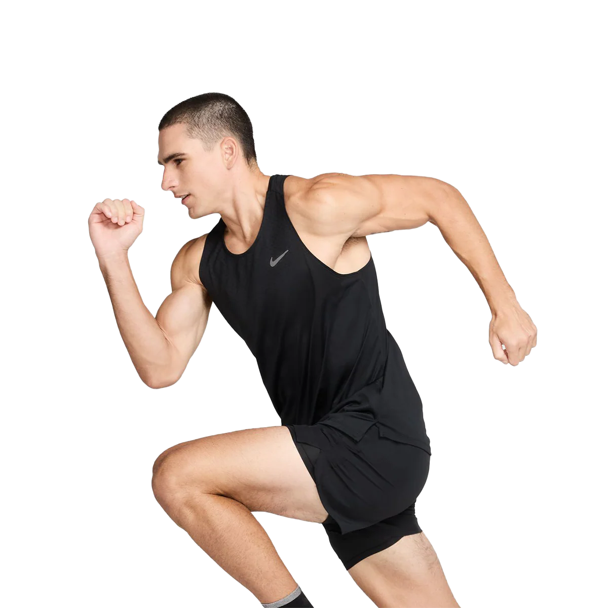 Nike Dri FIT Stride Tank Black   Grey Mens - Image 3